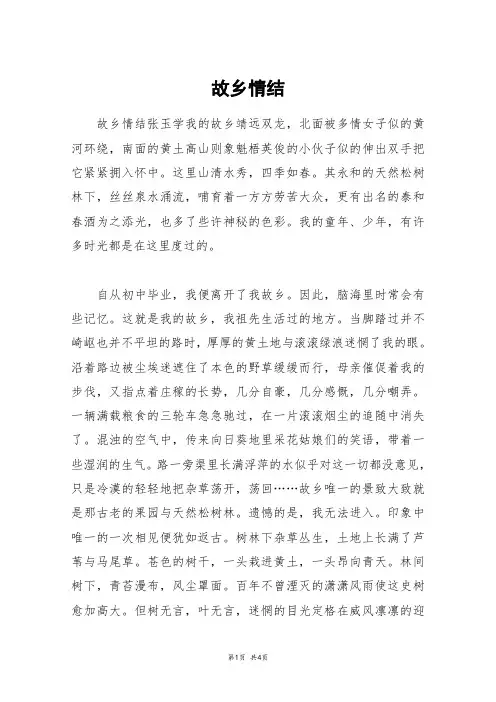 故乡情结_高三作文