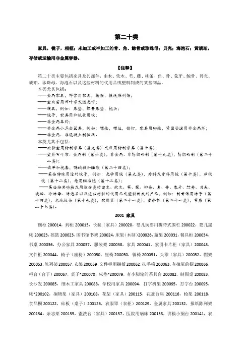 第20类  家具和各类装饰品