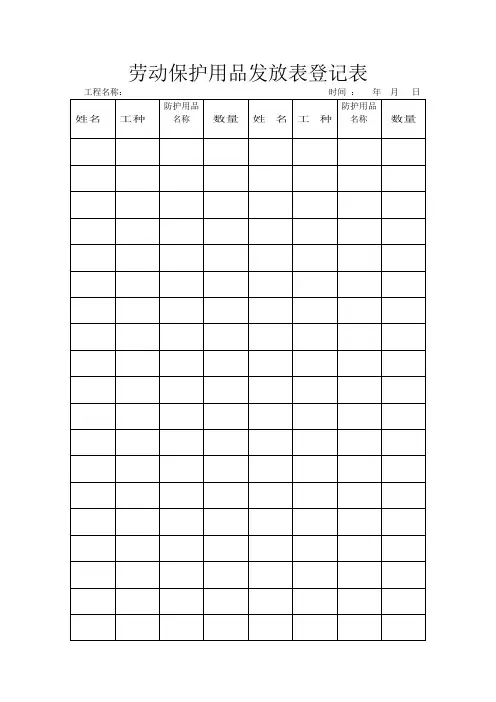 劳动保护用品发放表登记表