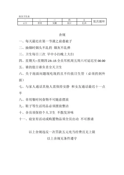 大学宿舍规矩