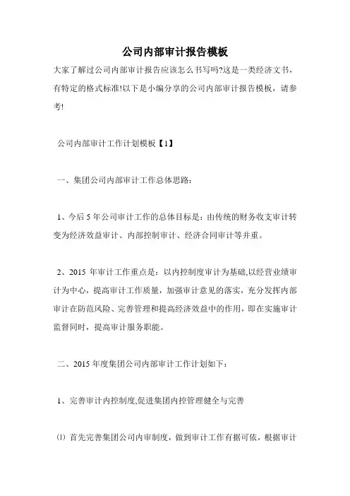 公司内部审计报告模板