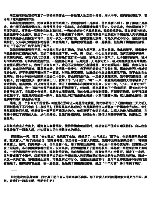 体验盲人作文