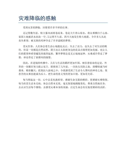 灾难降临的感触