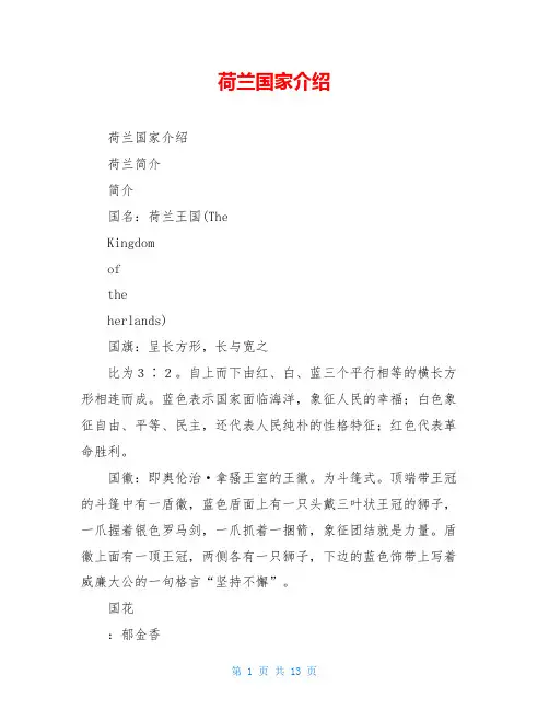 荷兰国家介绍