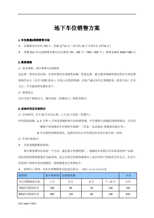 车位销售方案