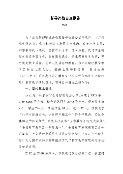 督导评估自查报告