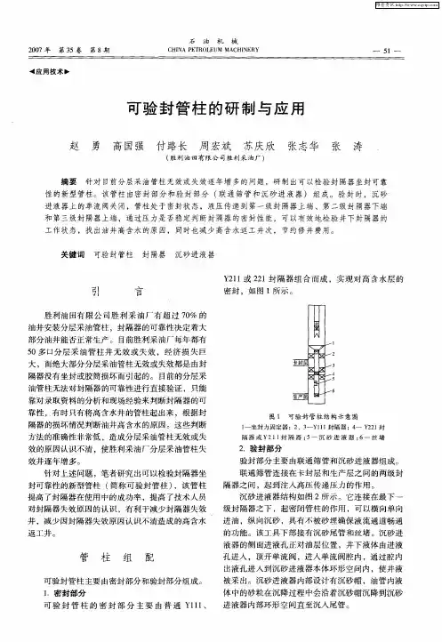 可验封管柱的研制与应用
