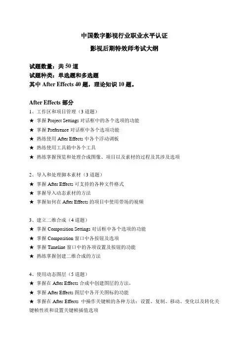 影视后期特效师考试大纲