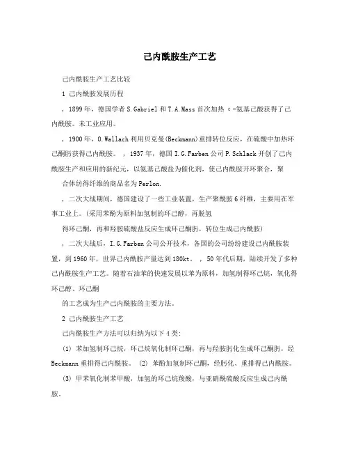 己内酰胺生产工艺