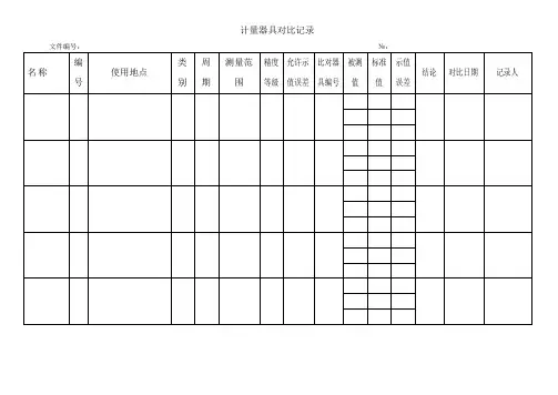 计量器具对比记录