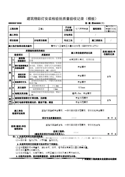 建筑物彩灯安装检验批质量验收记录(模板)