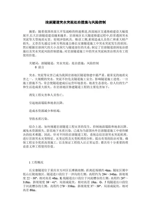 浅谈隧道突水突泥处治措施与风险控制