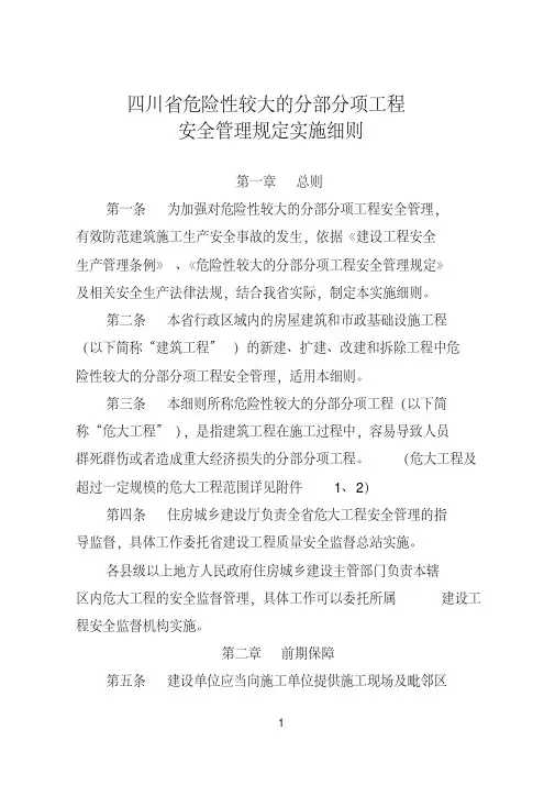最新四川省危险性较大的分部分项工程安全管理规定实施细则(2019.03.01).pdf