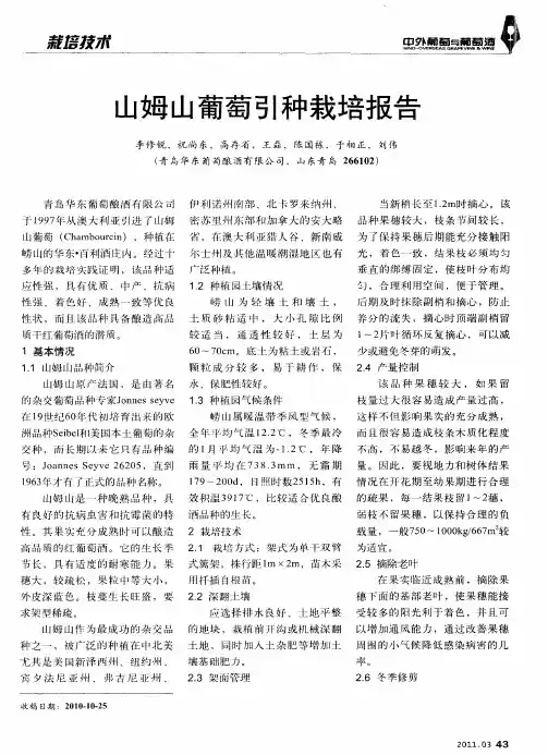 山姆山葡萄引种栽培报告