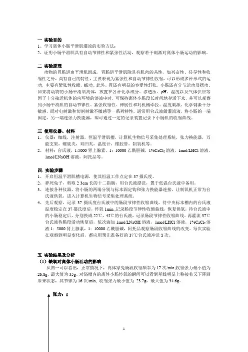 离体小肠平滑肌的生理特性