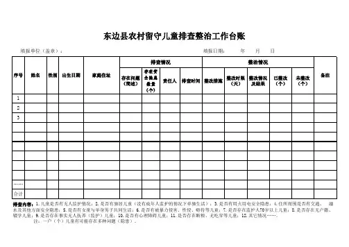 东边县农村留守儿童排查整治工作台账