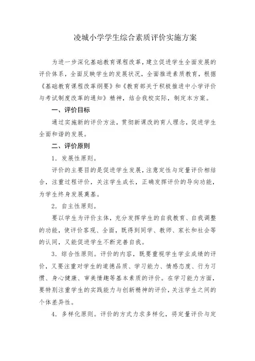 小学生综合素质评价方案