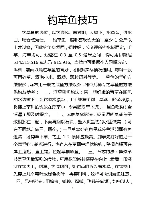 钓草鱼技巧