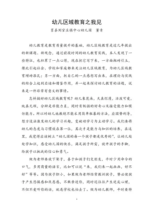 幼儿区域教育之我见
