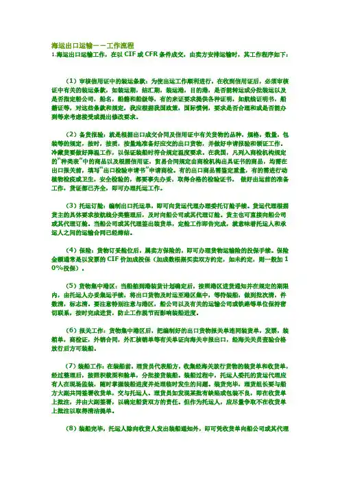 国际海运出口工作流程