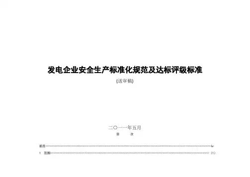 发电企业安全生产规范及达标标准