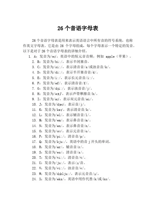26个音语字母表