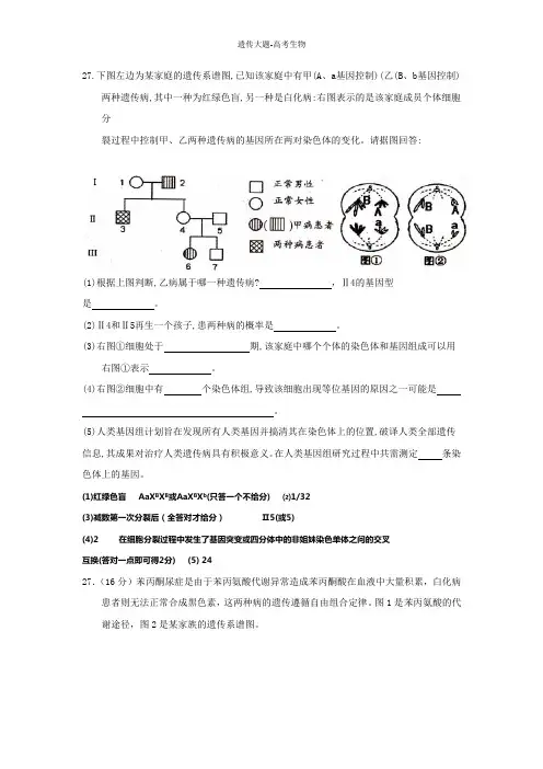 高考生物_遗传大题总结[1]