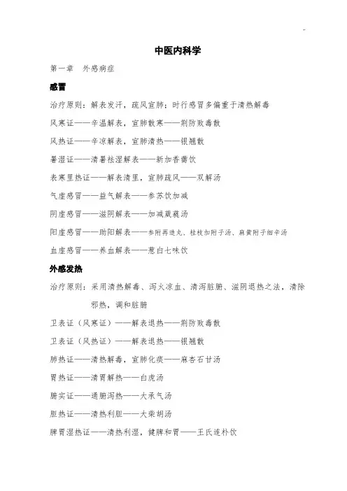 中医内科学(副高职称考试复习资料记录材料)