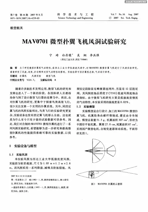 MAV0701微型扑翼飞机风洞试验研究