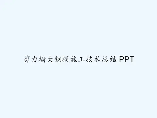 剪力墙大钢模施工技术总结 PPT