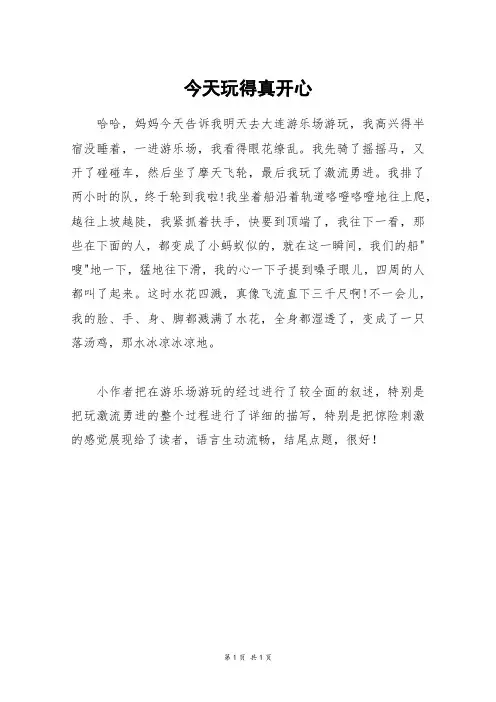 今天玩得真开心_三年级作文