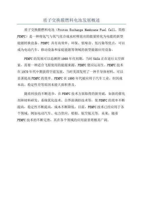 质子交换膜燃料电池发展概述