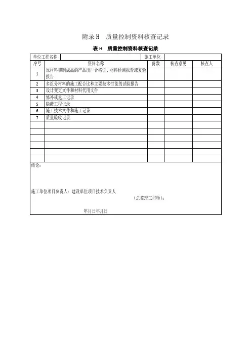 工业设备及管道防腐蚀工程-质量控制资料核查记录