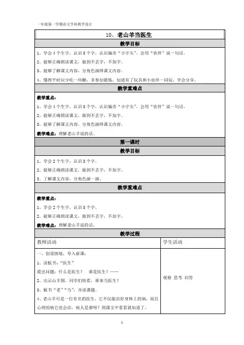《老山羊当医生》教学设计