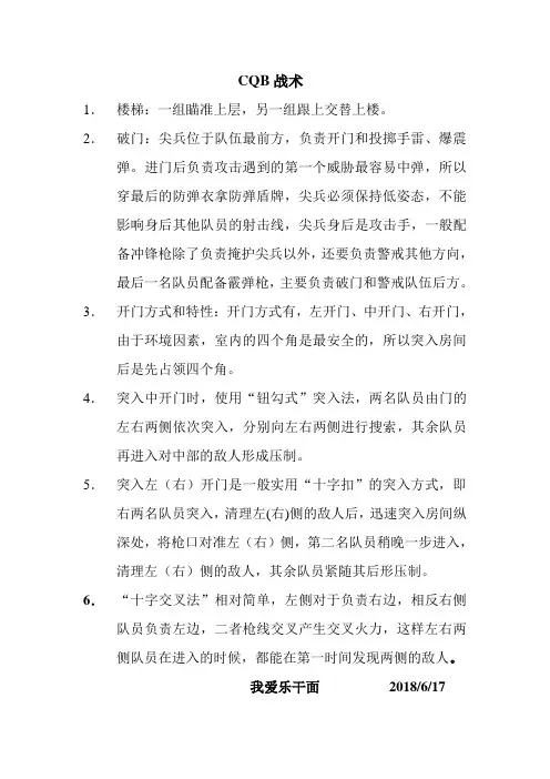 CQB战术 破门房间清理上楼梯
