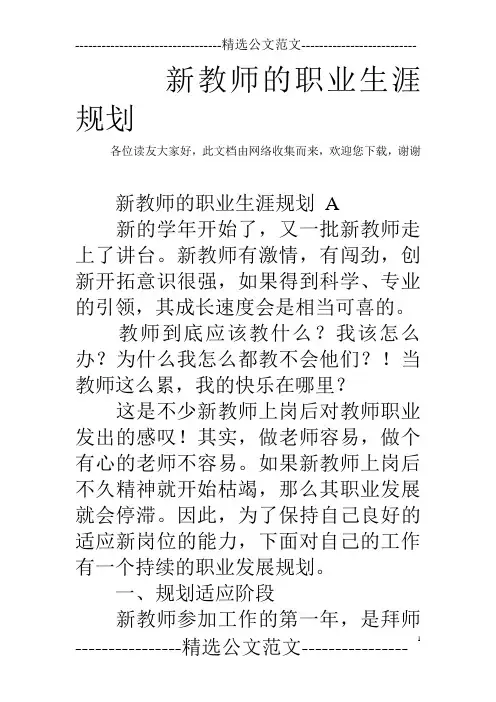 新教师的职业生涯规划