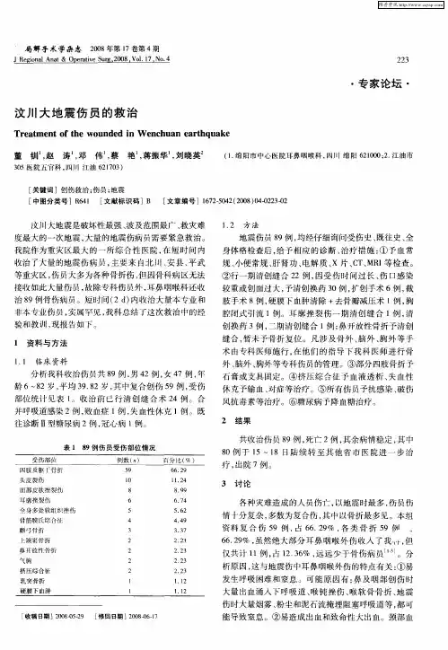 汶川大地震伤员的救治