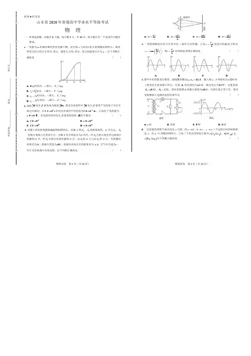 2020年新高考物理全国卷1(山东)附答案解析版