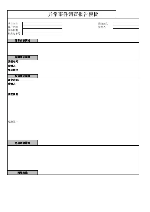 异常事件调查报告模板