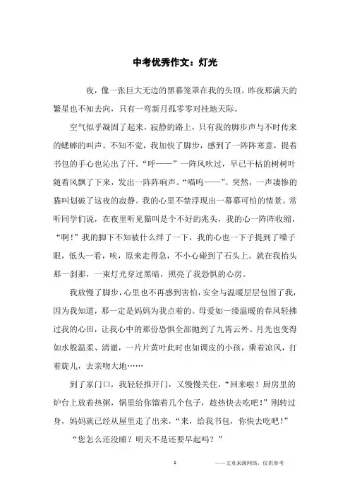中考优秀作文：灯光_初中生