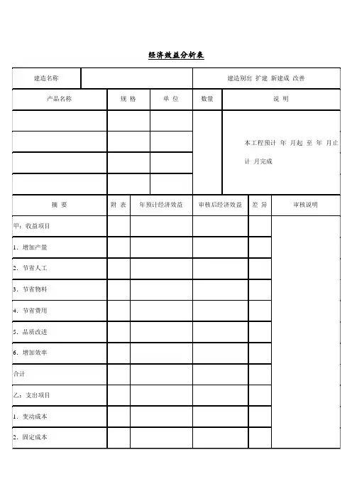 经济效益分析表单(doc 2页)