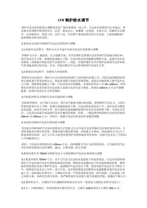 CFB锅炉给水调节