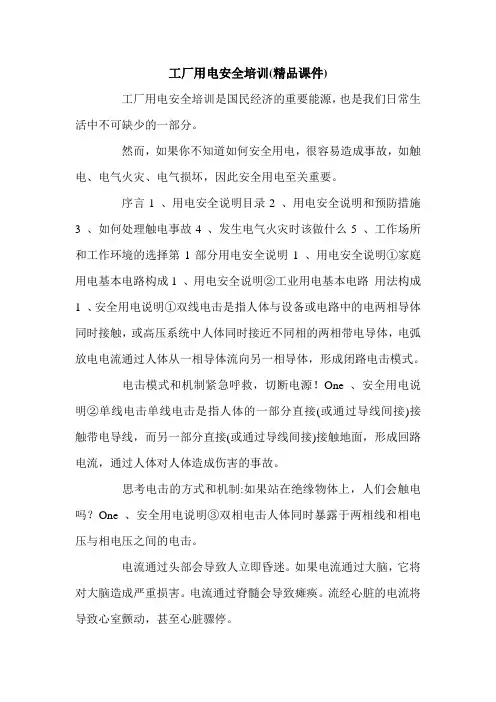 工厂用电安全培训(精品课件).doc