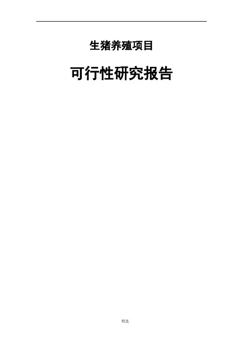 生猪养殖项目可行性研究报告