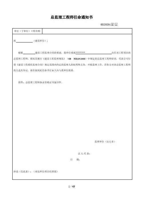 2010版广东省统表监理用表