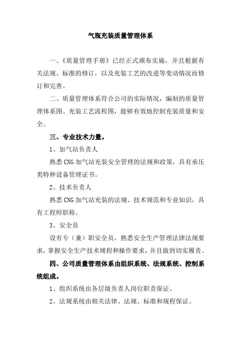 气瓶充装质量管理体系