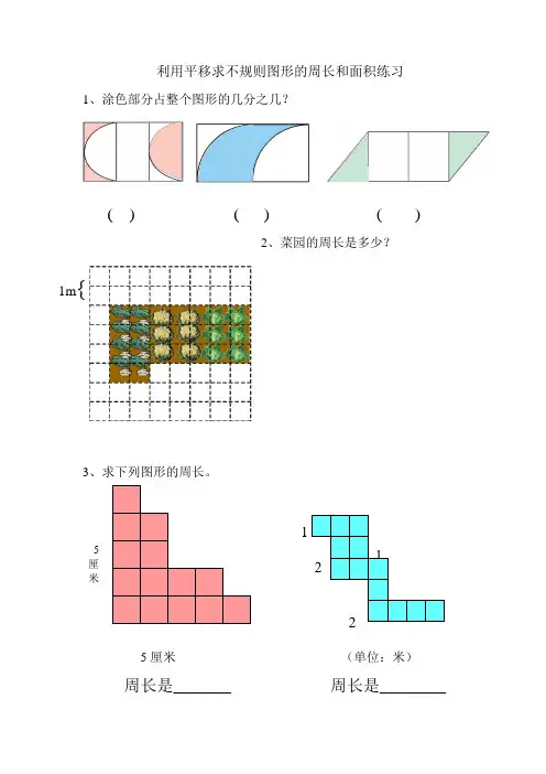 利用平移求不规则图形的周长和面积练习