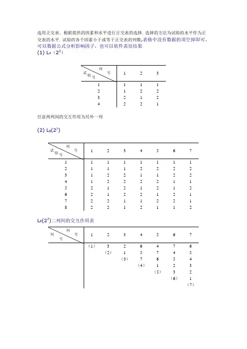 正交试验设计常用正交表 2
