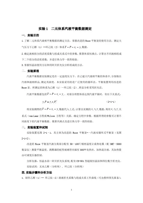 1.汽液平衡数据测定