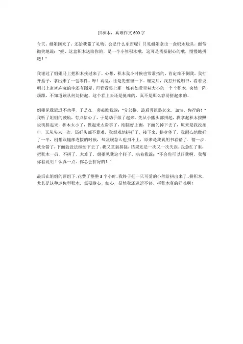 拼积木,真难作文600字优秀版